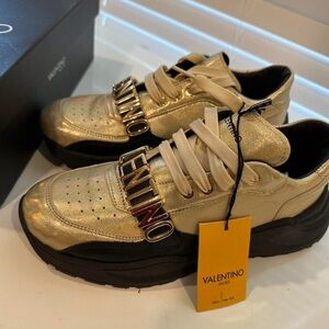 Valentino women’s Gold Sneakers size 10. (40)